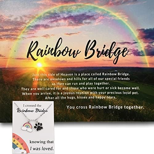 WSNANG Rainbow Bridge Bridge Pet Memorial Colar Message Card Card Perda de Pet Cat & Dog Memorial Gifts Presente de simpatia do amante de animais de estimação