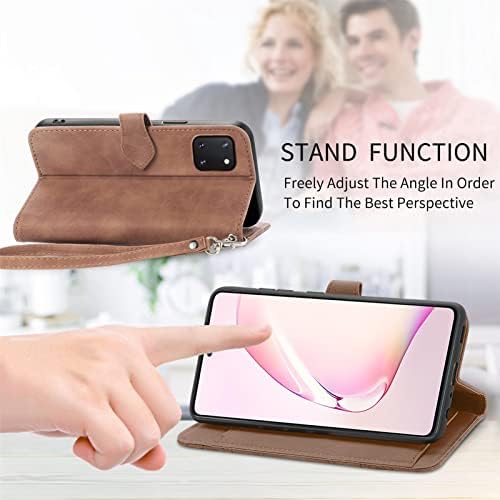 Furiet Compatível com Samsung Galaxy Note 10 Lite Carteira e pulso Strap cordão de couro lasca de cartões de cartão