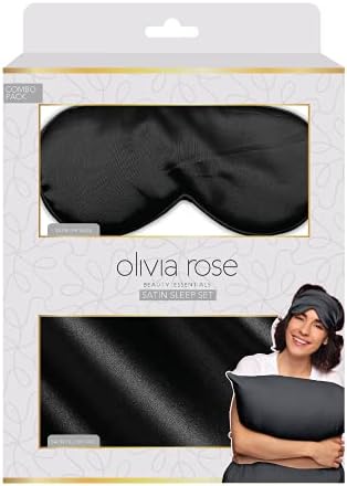 Travesseiro de cetim de olivia rosa para cabelos e fibra de pele Fronha de seda de cetim natural com máscara para os olhos Sono