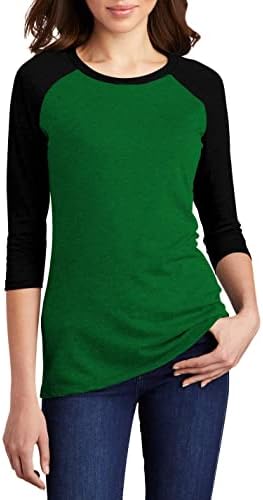 Camisas de raglan do descorma para mulheres - camiseta de esportes mole femininos 3/4 de mangas compridas camiseta de