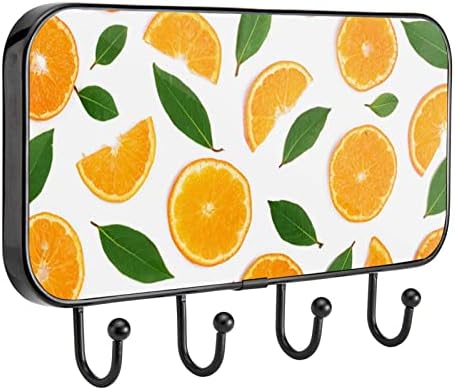 Ganchos tfcocft para penduramento, ganchos de parede, ganchos adesivos, ganchos pegajosos para pendurar, laranjas folhas de frutas padrão sem costura