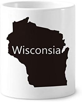 Wisconsin America USA Mapa contorno de dentes de dentes caneta caneca de cerâmica stand stand copo