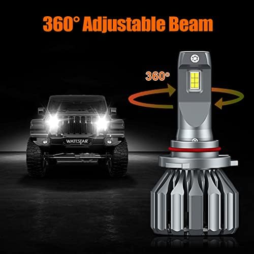 WattStar 9007/HB5 Bulbos de faróis automotivos - 2023 kit de substituição de LED atualizada, 6500k branco, 64w 9600 lúmens, 500%