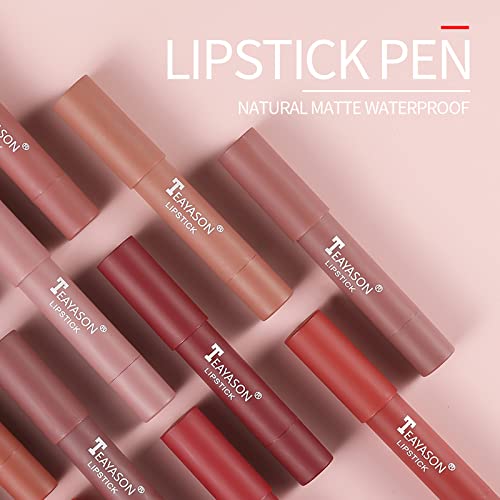 Batom estágio de batom de batom hidratante 12Colorsmatte Durnando Long Lipstick Water Crayons Smooth Velvet Lipstick Lipstick Lipstick