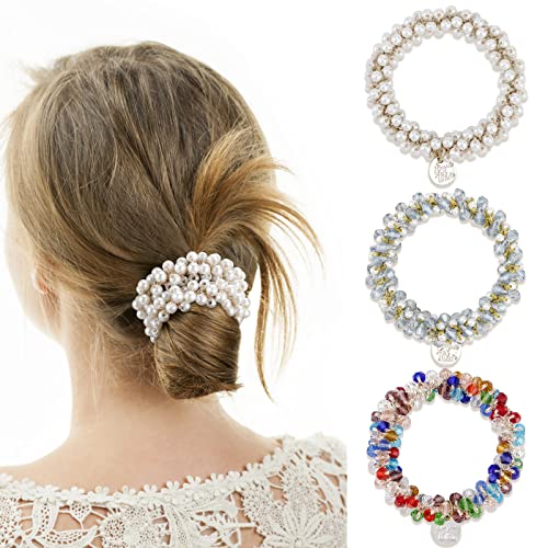 Scrunchies de cristal de ACO-UINT para mulheres, laços de cabelo para cabelos finos Scrunchies de cabelo nupcial, garotas