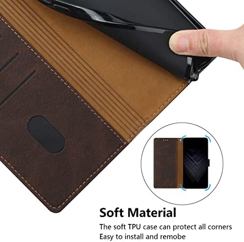 Hee Hee Smile com pulseira de pulso capa de carteira para huawei Nova y70 Premium PU Couather Magnetic Boleting Zipper Pocket Card Slots Brown