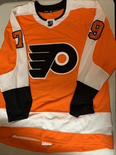 Carter Hart Autograph Flyers assinado Flyers Authentic Adidas Orange 54 Jersey JSA - Jerseys autografadas da NHL