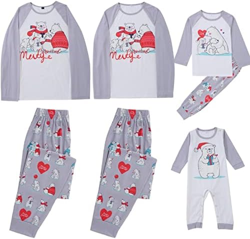 Família de lounge de lounge moda de Natal de Natal Combinando pijamas de manga longa para casa de dormir em casa combinando Natal