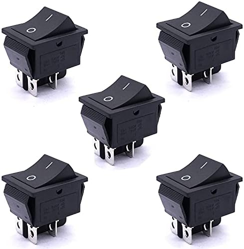 TINTAG 5PCS AC 250V/16A, 125V/20A Luz vermelha iluminada ON/OFF DPST 4 PIN 2 POSITION BOOCKER SDUCHERS