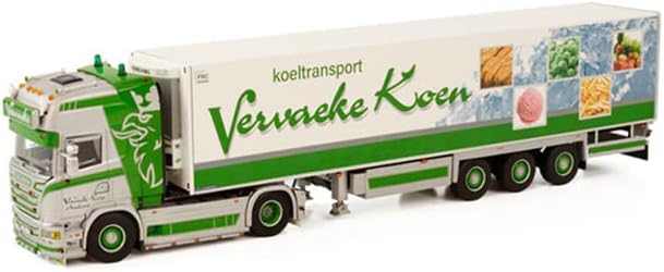 Para WSI para Scania Streamline para o TopLine 4x2 Reefer Trailer - 3 eixo para Koen Vervaeke 1:50 Modelo pré -construído do caminhão Diecast
