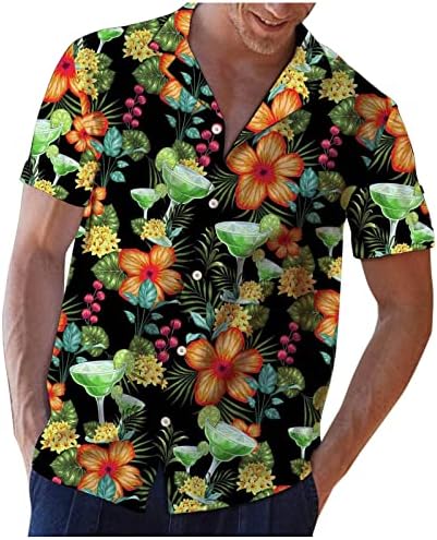 Camisas florais masculas de manga curta camisa para baixo camisa rápida seco colar camiseta confortável camisetas