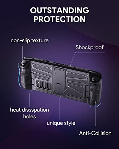 Anywest Protective Case for Steam Deck, TPU e PC Protection Cover Case com Kickstand ajustável, Protetor de base de