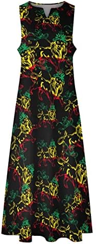 Baikutouan Rasta leão Judah Etiópia Bandeira do tornozelo feminino Long Beach Sundress Maxi Sleesess Casual