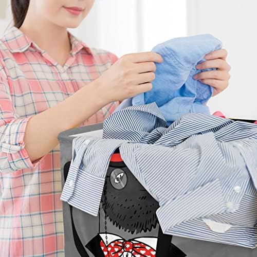Moda Pinguim Terno Chapéu Imprimir cesto de roupas dobráveis, cestas de lavanderia de 60l de lavanderia de roupas de roupas de