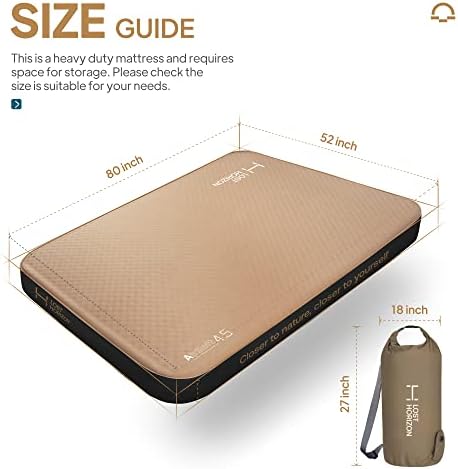 Losthorizon Airsoft 4,5 ”de espessura infladora almofada para dormir com espuma sólida, colchão de acampamento com saco
