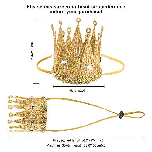 Qishare Baby Birthday Crown Bandace, 2pcs elástico Tiaras Mini Coroa de aniversário para menina ou animal de estimação, foto de cabelo clipes de cabelo chapéu para mulheres