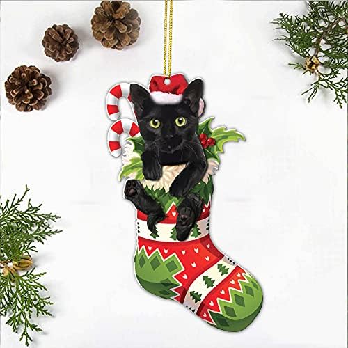 Crazytops Dia do Pai - Presente de aniversário para os amantes de gatos - Ornamento de Natal de gato preto - Árvore