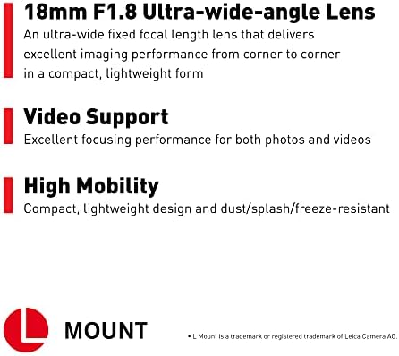 Lente da câmera da série Panasonic Lumix, 18mm F1.8 l lente intercambiável para câmeras digitais de quadro completo-S-S18