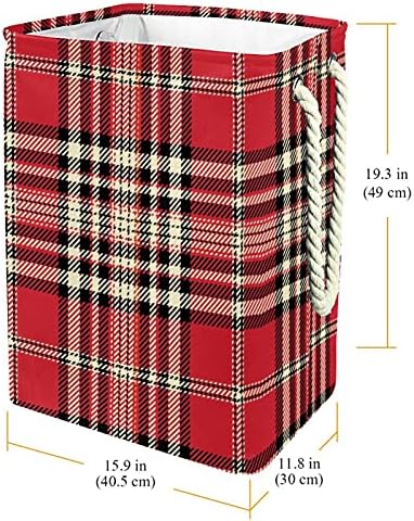 Padrão de xadrez vermelho de Inditocomer cesto de roupas de roupas grandes e impermeáveis ​​Roupas de roupas para roupas para