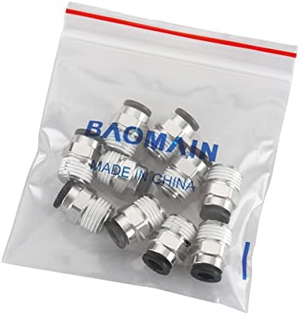 Baomain 1/4 pt fios masculinos de 6 mm Push na articulação pacote de acessórios rápidos pneumáticos de 20