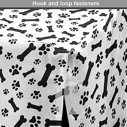 Capa de caixa de cachorro de cães lunarable, pata de cão de ilustração gráfica e padrão de cães e ossos em fundo branco,