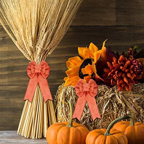 10 peças laranja arco de caça de caça de caça de ação de graças a graças de halloween arco para o outono de ação de graças de hroarlas home tward de decoração de jardim, 4 x 8 polegadas