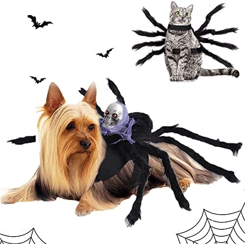 Trajes de aranha de cachorro de Halloween - LIIYZY PET GAT CAT SPIDE ROHE CHARNESS FASTIMENTO COM 8 PASSENTE E SKULL Purple