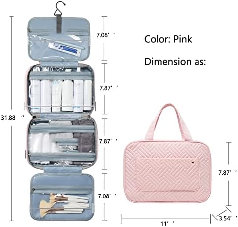 Bolsa de higiene pessoal rosável, bolsa de viagem com gancho de suspensão, organizador de viagens de bolsas de maquiagem para