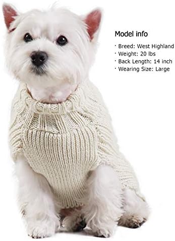 Suéteres de cães Kyeese para cães médios com fios dourados com gola alta de gola alta