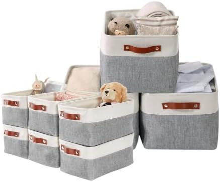 Decomomo Bin dobrável Bin dobrável Cubo de cesta de armazenamento de tecido de tecido de tecido de tecido com alças para organizar