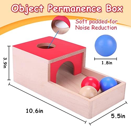 Ancaixin Montessori Toys de madeira para um bebê de 1 ano, 4 para 1 conjunto com caixa de permanência de objetos, banco