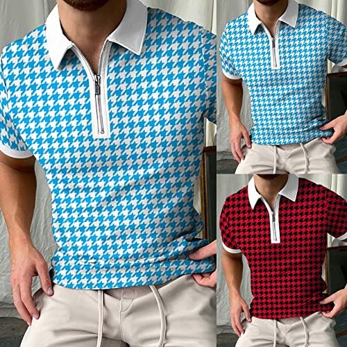 Camisa de pólo fit slim de trimestre do zíper masculino