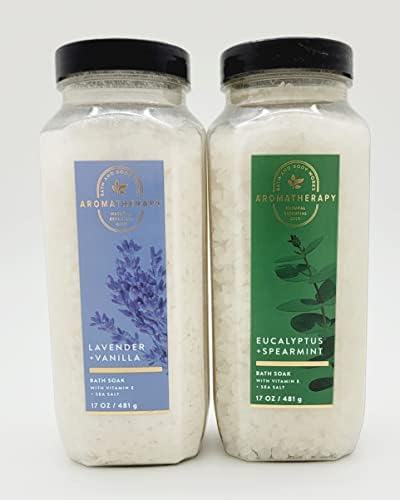 Aromaterapia - 2 pacote de PC - Bath Soak - Vanilla de lavanda 17 oz e eucalipto Spearmint 17 oz.