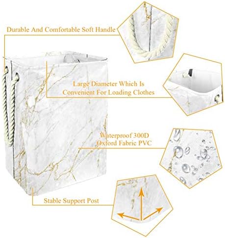 Deyya White Gold Gold Marble Texture Laundry Bestkets dificulta o alto resistente para crianças adultas meninos adolescentes