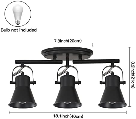 Seeblen 3-Lights Teto Track Feltures ， pode ser usado para luzes de parede dianteira espelhada, holofotes de teto ajustável