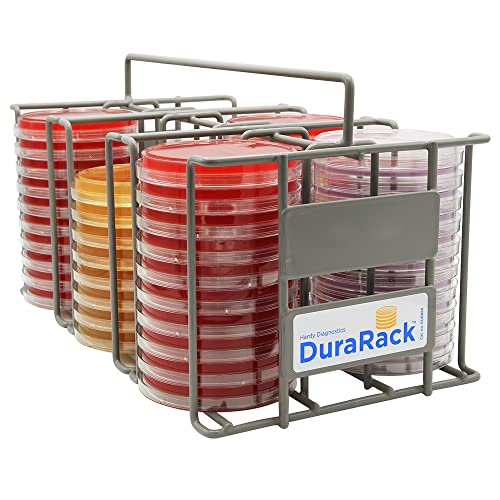 DURARACK ™ PETRI PLUSH - transporte, armazenamento, cultura autoclavável, rack de arame de aço revestido mantém 60 placas,