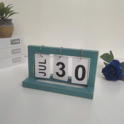 Calendário de madeira calendário perpétuo calendário mesa reutilizável calendário permanente com moldura de madeira flipchart ps5 ornamento de natal