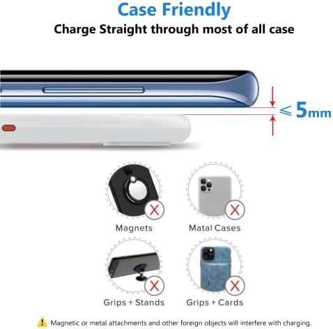 Carregador sem fio Battrii, 15W Fast Wireless Charging Pad compatível com iPhone 14/14 Plus/14 Pro/14 Pro Max/13/13 mini/se 2022/12/11/x/8, Samsung Galaxy S22/S20, AirPods Pro 2 branco