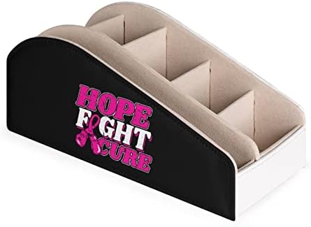 Consciência do câncer de mama Hope Fight Cure Control Remote Control com 6 Compartamentos PU Caixa de armazenamento de organizador