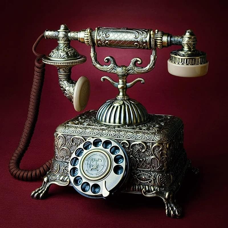 Lukeo Metal Metal Vintage Antigo Telefone antigo telefone fixo lixo com mostrador rotativo para decoração de escritório em casa