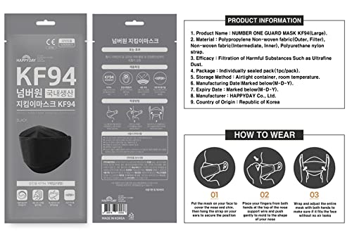 Happyday, 25 pacotes, feitos na Coréia Premium KF94 Micro Dust Protection