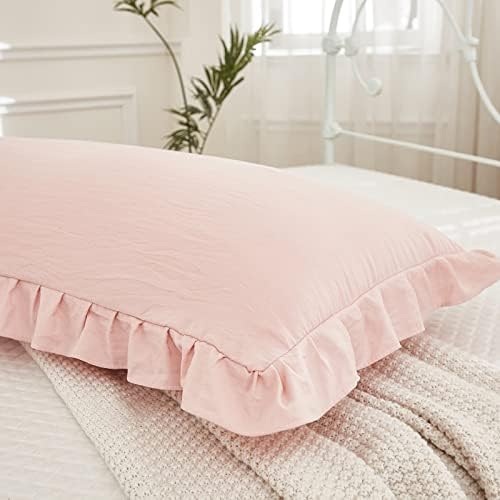 Capa de travesseiro corporal rosa 20x54ininches travesseiros longos travesseiros com babados de travesseiros de cachorro de