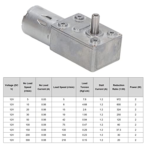 Motor de engrenagem de minhocas de turbina, 12V DC Motor de engrenagem Auto -travamento CW CCW Calor baixo para campo