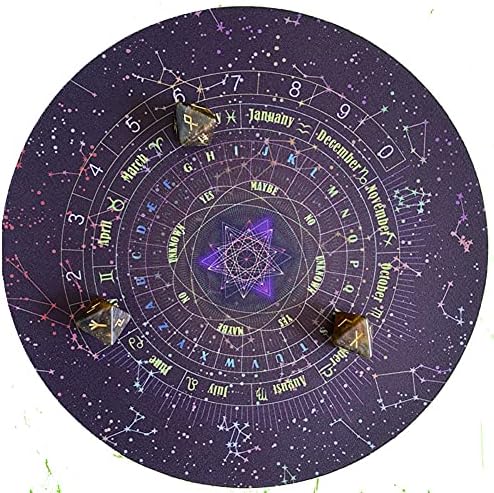 Tapete de adivinhação de Sycoven, forma leve redonda estrelada letra de borracha astrologia de borracha pêndulo