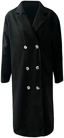 Casacos de trincheira ndvyxx para mulheres, 2022 inverno casual quente lã mistura casaco de ervilhas longas quebra -vento de roupas
