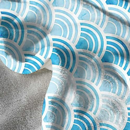 Cobertores de bebê com lã de aquarela, ondas oceânicas curvas inspiradas em cores aquáticas Circulares padrão geométrico, cobertor de microfibra para Nap Nap Nap Nap