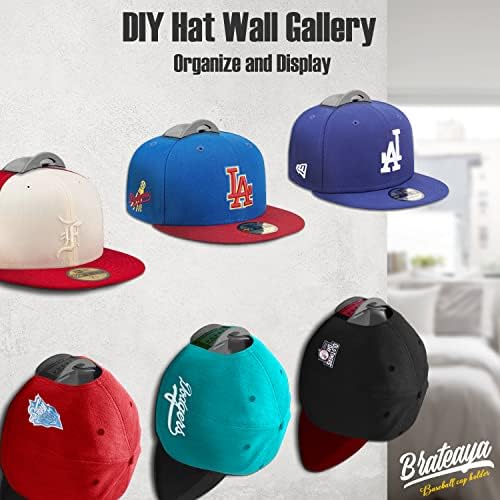 Organizador do Hat Brateaya Baseball Hat para Wall, Hat Rack Exibição de Chapéu e Chapa de Chapé