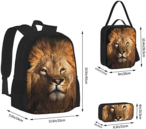 Ognot African Animal Lion Printing School Backpack Teens Girls Garotos Bolsas Escolares Bolga com Lunhana Bolsa de