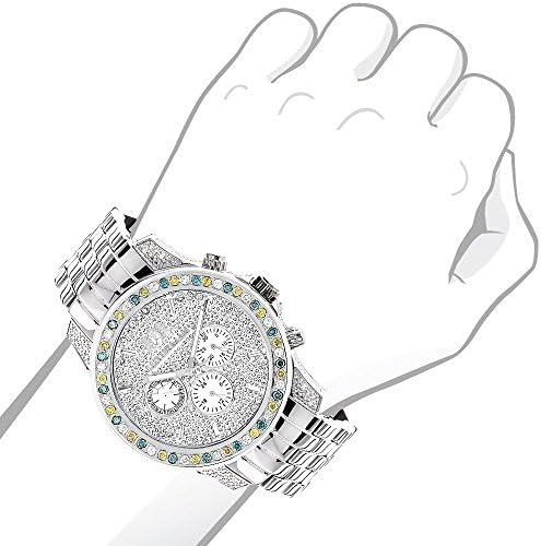 Luxurman Raptor Multicolor Diamond Relógio Multicolor 3,75ctw de diamantes