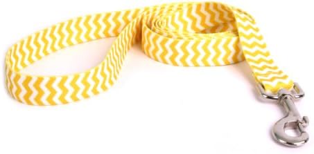 Projeto de cão amarelo Chevron-Lemon Dog Leash 3/8 de largura e 5 'de comprimento, X-Large